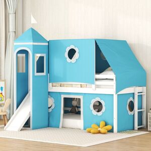 VANTOUL Twin Size Loft Bed Kids Bed with Slide Tent and Tower，sturdy construction & Unique design Twin