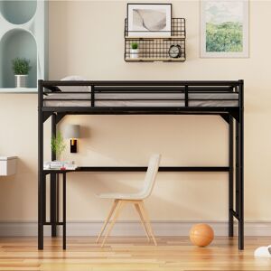 coffas Twin Metal Loft Bed with Desk and Ladder - Sturdy Design for Safety Twin