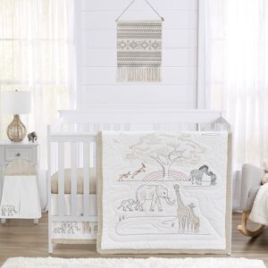 Sweet Jojo Designs Jungle Safari Animals Nursery Crib Bedding Set Brown Taupe Black and White Gender Neutral Elephant Wildlife Adventure Serengeti Toddler