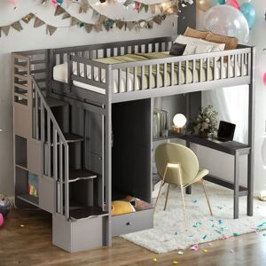 VANTOUL Elegance Unique Design Wood Full Size Loft Bed With Ladder,Beautiful Kid Bed Twin