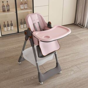 Adjustable High Chair for Babies Aged 0-6 Years with Safety Belt and Lockable Wheels 19.3 In. L X 29.9 In. W X 37.4 In. H