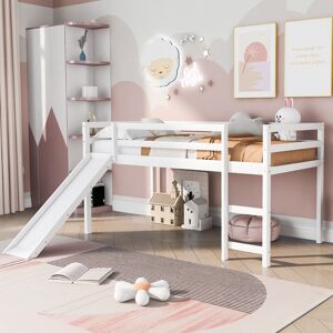 VANTOUL Multifunctional Design Loft Bed with Slide, Ladder and Guardrails,Twin Size Twin