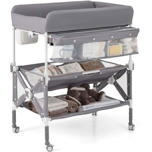 Costway Portable Baby Changing Table with Wheels Adjustable Height - See Details See Details