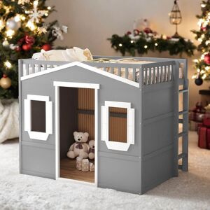 VANTOUL Elegant Twin Size House Loft Bed With Ladder and Guaranteed, Health and Comfort, Sturdy Construction & Unique Design Full