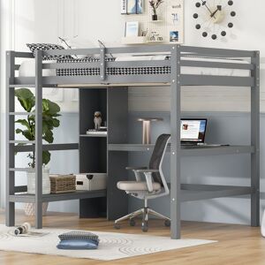 Kodotan sofa Full Size Loft Bed with Multifunction Shelves and Under-bed Desk Full