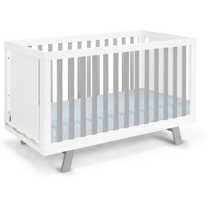 TOSWIN Nurturing White and Gray 3 in 1 Convertible Crib for Bedroom 54.0 In. L X 29.5 In. W X 34.0 In. H