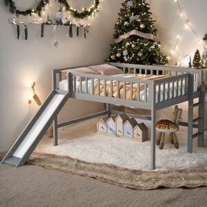SERNADECORINC Full Size Low Loft Bed with Ladder and Removable Slide, Space-Saving Design Full