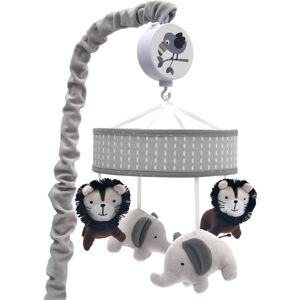 Lambs & Ivy Urban Jungle Gray/Brown Lion & Elephant Musical Baby Crib Mobile 9.0 In. L X 9.0 In. W X 27.0 In. H