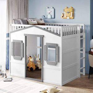 VANTOUL Elegant design Solid Construction Full Size House Loft Bed Kids Bed with Ladder,Health and Comfort Full