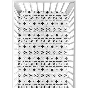 Sweet Jojo Designs White Black Boho Tribal Mudcloth Boy Girl Fitted Crib Sheet - Black and White Woodland Bohemian Southwest Geometric Arrow Aztec 52.0 In. L X 28.0 In. W X 8.0 In. H