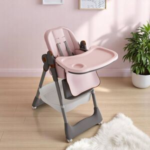 KISRAIS Portable Adjustable Baby High Chair with Safety Belt, Silent Lockable Wheels