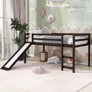 VIVIADORE Twin Size Solid Wood Loft Bed with Slide, Fence and Multifunctional Design for Bedroom Twin