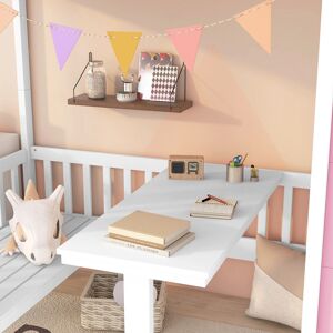 coffas Full Over Full Convertible Loft Bed with Table, Seats, and Storage Twin