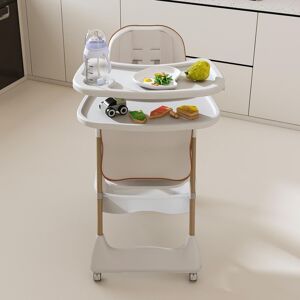 Portable Adjustable Baby High Chair, Infant Feeding Seat with Safety Belt, Silent Lockable Wheels & Easy-Clean, 0-6 Years 0-6 Years