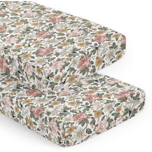 Sweet Jojo Designs Vintage Floral Boho Girl 2p Fitted Crib Sheets Bohemian Shabby Chic Farmhouse Wildflower Leaf Green White 8.0 In. L X 28.0 In. W X 52.0 In. H