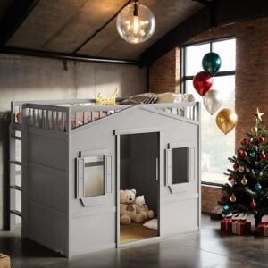 VANTOUL Elegant Design Full Size House Loft Bed With Ladder,Modern Multi-Functional Children's Bed-Gray聽 Full