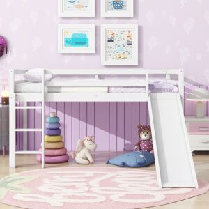 Devali Blue Twin Loft Bed with Slide and Low-Profile Design Twin