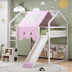 Aurelia Full Loft Bed with Play Tent and House Design, 400lb Capacity, Slide & Ladder Full