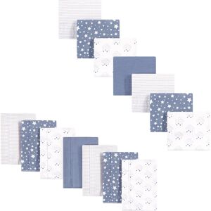 Hudson Baby Infant Boy Cotton Flannel Burp Cloths and Receiving Blankets, 14-Piece, Cloud Mobile Blue, One Size One Size