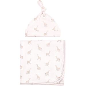 Touched by Nature Baby Organic Cotton Swaddle Blanket and Headband or Cap, Little Giraffe, One Size - Little Giraffe - One Size One Size