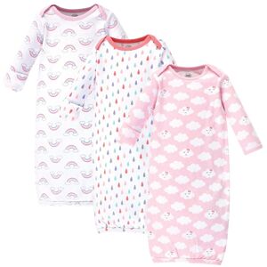 Luvable Friends Baby Girl Cotton Long-Sleeve Gowns 3pk, Girl Clouds Preemie-Newborn
