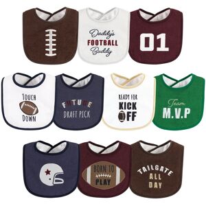 Hudson Baby Cotton Terry Drooler Bibs with Fiber Filling, Football, One Size - Football - One Size One Size