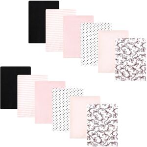 Hudson Baby Infant Girl Cotton Flannel Burp Cloths Bundle, Pink Bows, One Size - Pink Bows - One Size One Size