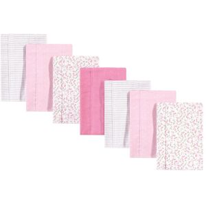 Hudson Baby Infant Girl Cotton Flannel Burp Cloths 7pk Set, Pink Peony, One Size - Pink Peony - One Size One Size