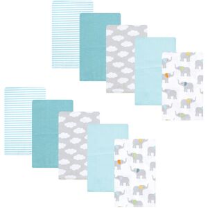 Hudson Baby Flannel Burp Cloth 10pk, Teal Elephant, One Size - Teal Elephant 10 Pack - One Size One Size