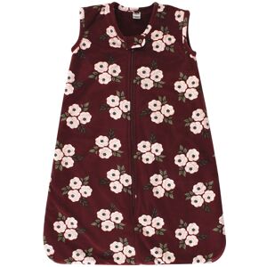 Hudson Baby Infant Girl Plush Faux Fur Sleeping Bag, Wearable Blanket, Burgundy Floral 0-6 Months