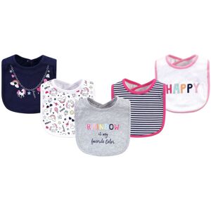 Little Treasure Baby Girl Cotton Bibs 5pk, Happy Rainbow, One Size - Happy Rainbow - One Size One Size