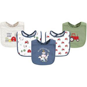 Hudson Baby Infant Boys Cotton Bibs, Green Farm Animals, One Size - Green Farm Animals - One Size One Size