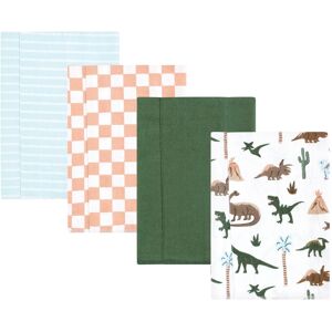 Hudson Baby Boys Cotton Flannel Burp Cloths 4-Pack, Retro Dinosaur, One Size - Retro Dinosaur 4 Pack - One Size One Size
