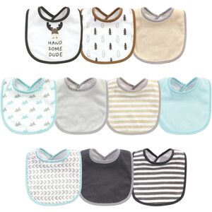 Hudson Baby Infant Boy Cotton and Polyester Bibs 10pk, Handsome Moose, One Size - Handsome Moose - One Size One Size