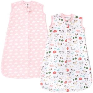 Hudson Baby Infant Girl Premium Quilted Sleeveless Sleeping Bag and Wearable Blanket, Girl Farm Animals 18-24 Months