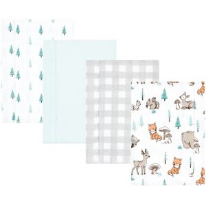 Hudson Baby Cotton Flannel Burp Cloths, Neutral Woodland Pals 4-Pack, One Size - Neutral Woodland Pals 4-Pack - One Size One Size