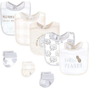 Hudson Baby Cotton Bib and Sock Set, Little Peanut, One Size - Little Peanut - One Size One Size