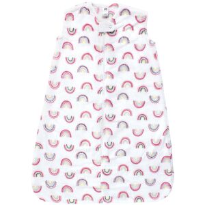 Hudson Baby Infant Girl Plush Sleeping Bag, Sack, Blanket, Sleeveless Modern Rainbow 6-12 Months