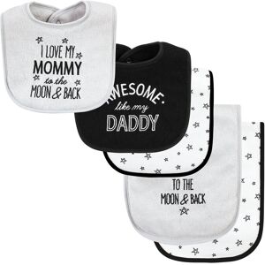 Hudson Baby Cotton Terry Bib and Burp Cloth Set, Mom Dad Moon And Back, One Size - One Size One Size
