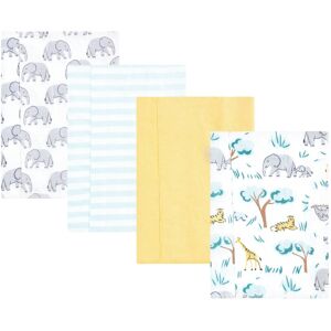 Hudson Baby Cotton Flannel Burp Cloths 4-Pack, Safari Friends, One Size - Safari Friends 4 Pack - One Size One Size