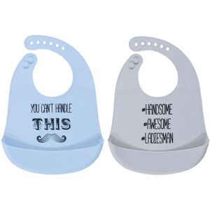 Hudson Baby Infant Boy Silicone Bibs 2pk, Mustache, One Size - Mustache - One Size One Size