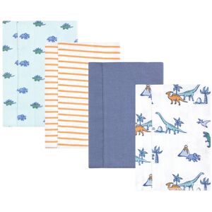 Hudson Baby Boys Cotton Flannel Burp Cloths 4-Pack, Pastel Dino, One Size - Pastel Dino 4 Pack - One Size One Size