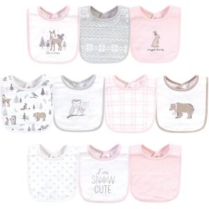 Hudson Baby Infant Girl Cotton Bibs 10pk, Winter Forest, One Size - Winter Forest - One Size One Size