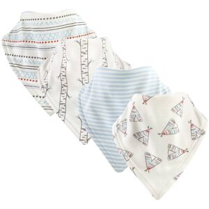 Touched by Nature Baby Organic Cotton Bandana Bibs 4pk, Blue Stripe, One Size - Teepee - One Size One Size