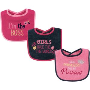 Luvable Friends Baby Girl Cotton Drooler Bibs with Fiber Filling 3pk, Girls Rule, One Size - Girls Rule - One Size One Size