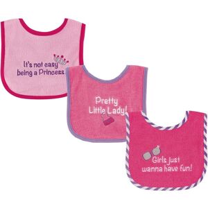 Luvable Friends Baby Girl Cotton Terry Drooler Bibs with PEVA Back 3pk, Pretty, One Size - Pretty - One Size One Size