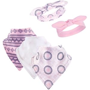 Yoga Sprout Baby Girl Cotton Bandana Bibs and Headbands 5pk, Ornamental, One Size - Ornamental - One Size One Size