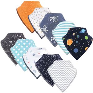 Hudson Baby Infant Boy Cotton Fleece Bandana Bibs 10pk, Solar System, One Size - Solar System - One Size One Size
