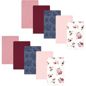 Hudson Baby Infant Girl Cotton Flannel Burp Cloths, Dusty Rose Floral 10-Pack, One Size - Dusty Rose Floral 10-Pack - One Size One Size