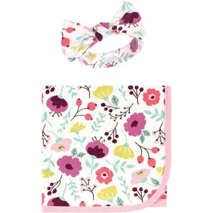 Touched by Nature Baby Girl Organic Cotton Swaddle Blanket and Headband or Cap, Botanical, One Size - Botanical - One Size One Size